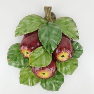 Vietri Italian Majolica Hanging Apples Wall Art Vintage